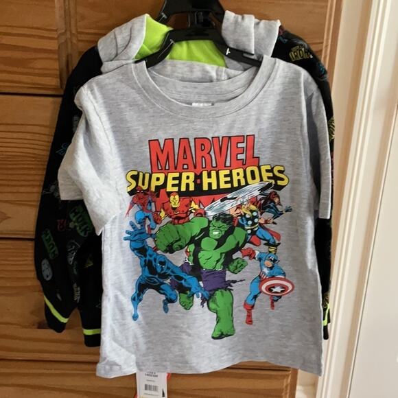Marvel Kids' Hoodie Black Grey Jacket and Tee Set sizes 4 NWT - Picture 4 of 5